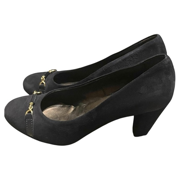 AGL Black heels with Gold Detailing 36.5/6 - Picture 3 of 16